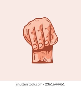M letter logo in a deaf-mute hand gesture alphabet. Hand drawn vector illustration