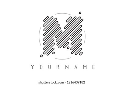 M Letter Logo Design with Black Lines Monogram Vector Illustration