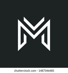 M letter logo design - black background 