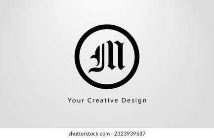 Diseño del logotipo de la letra M. Icono de Leer el logotipo de pintura negra con diseño de vectores de círculo elegante.