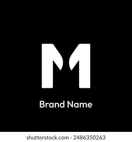 M Letter Logo Design. Black Background.