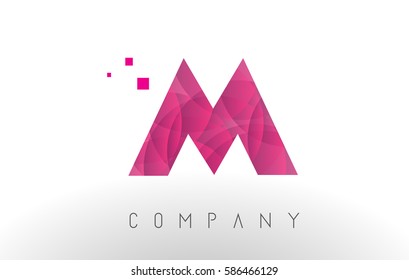 M Letter Logo Design with Circular Purple Dots Bubble Pattern. 