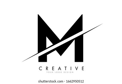 M Letter Logo Design with a Creative Cut. Creative logo design.