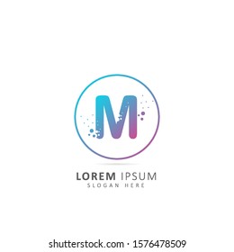 M Letter Logo Design With Dots and Circle element