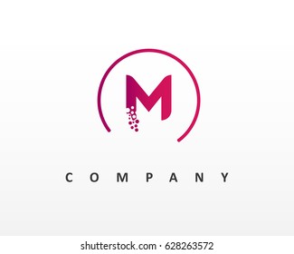 M Letter Logo Design With Dots and Circle