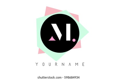 M  Letter Logo Design with Geometric Pastel Colored Shapes.