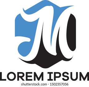 M letter logo design. Letter m in hexagonal shape vector illustration.