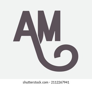 AM A M letter logo design. Initial letter AM linked circle uppercase monogram logo AM logo.