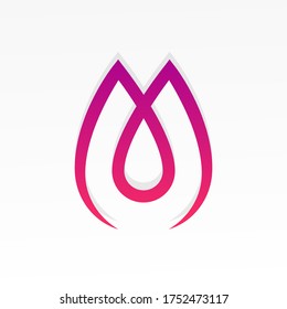 M letter logo design monogram in flower shape