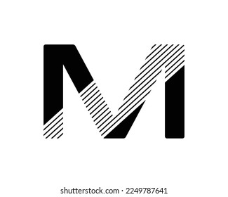 Diseño de logotipo M Carta negra simple Ilustración de concepto de letra negra