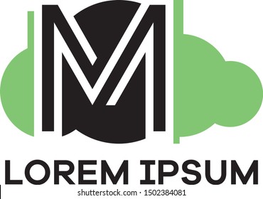 M letter logo design. Letter m in sky shape vector illustration.
