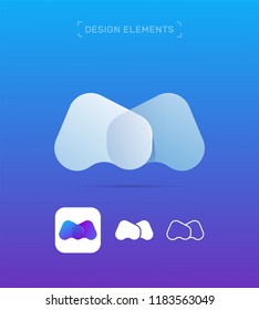 M letter logo design template. Origami paper material design, flat and line art style. App icon