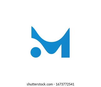 M Letter Logo Design Template Element with dot or water icon