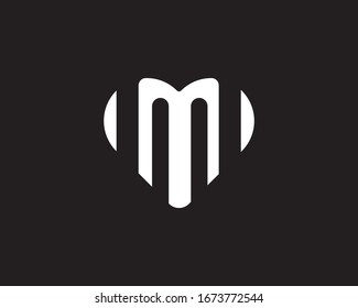 M Letter Logo Design Template Element with heart icon