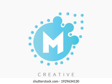 Plantilla de diseño de logotipos de letras M con colores y puntos azules
