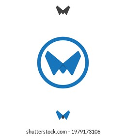 M Letter Logo Design Template, Butterfly Logo Design, Shirt Collar Sign With M Letter, Blue Collar Symbol