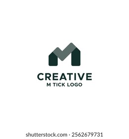 M letter logo design. Tick symbols. Logo combined with the tick signs and M. Very smart, simple, clean and creative. Perfect for a business auditing, investment, consulting, service, cleaning, etc.