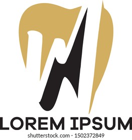 M letter logo design. Letter m in tooth shape vector illustration.