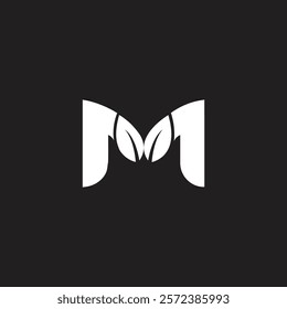 M letter logo design with two leaves a creative and nature inspired logo, M beautifully combined with two leaves agricultural ventures branding.