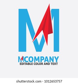 M letter logo design vector icon template for website or business - logo Letter travel airplane