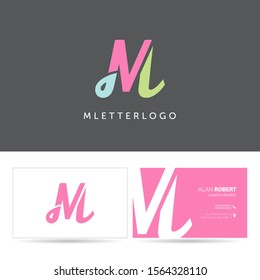 M letter logo design vector with Business card template