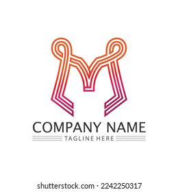 Símbolo de icono de identidad vectorial de diseño de logotipo de letra M 