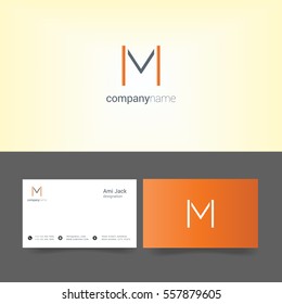 M Letter logo design vector element with Business card
