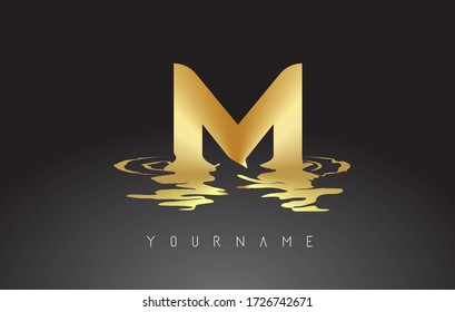 M Letter Logo Design with Water Effect Vector Illustration. Template M for brand-name companies.