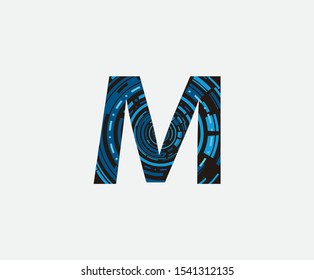 M Letter Logo. Dotted M Letter Design with geometric shape ,perfect for technology,software, network and science brand.
