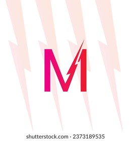 M Buchstabenlogo mit elektrischem Zeichen, Stromlogo, Energiemarkt und Symbol