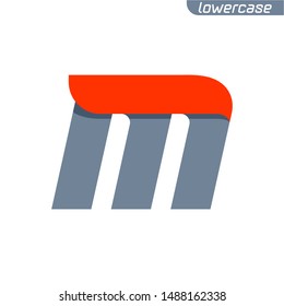 M letter logo with fast speed red flag line. Lowercase font style, vector design template elements for your application or corporate identity.