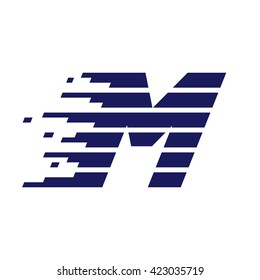 M letter logo with fast speed lines. Vector design template elements for your sportswear, app icon, corporate identity, labels or posters.