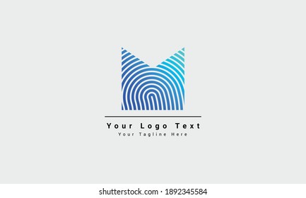 M letter logo with finger print. Creative vector design template elements for your application or corporate identity. Vector fingerprint design template elements. logo for identification, security.