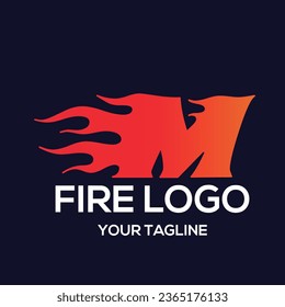 M letter logo, fire flames logo design.