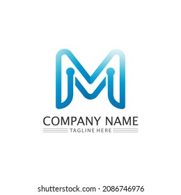M Letra logotipo y tipo de letra Modelo de diseño de ilustración vectorial para empresas e identidad