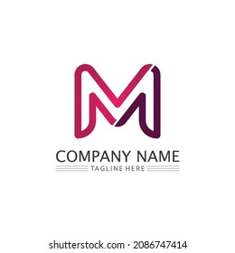 M Letter Logo and font  Template vector illustration design logo for business and identity