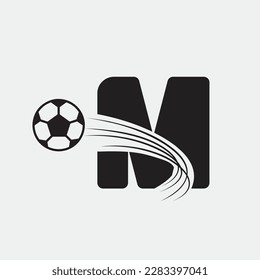 M letter logo, football logo, Sport logo design template vector