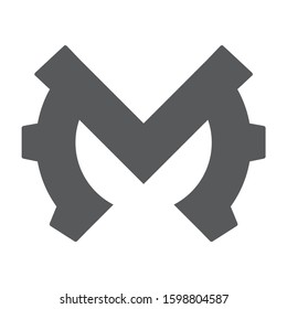 M letter logo gear vector