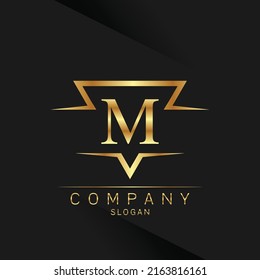 M Letter Logo Gold 3D