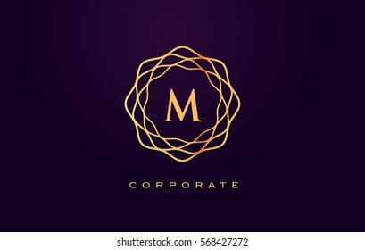 m Letter Logo. Gold Letter Design Vector with Golden Luxury Colors and Monogram Design.