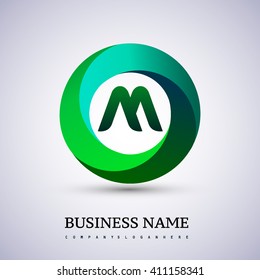 M letter logo in the green circle. Vector design template elements for your application or company identity.