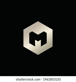 M letter logo in hexagon shape