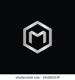 M letter logo in hexagon shape