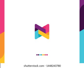 M Letter Logo Icon Colorful Abstract Element in uppercase