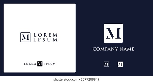 M Letter Logo and icon with frame, vector image editable