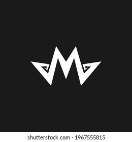 M Letter Logo Icon Sign Magic Male Occult Heraldic Symbol Secret Society Emblem Modern Fantasy Geometric Abstract Design Fashion Print Clothes Apparel Greeting Invitation Card Cover Flyer Poster