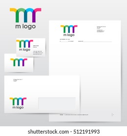 M letter. M logo identity. Colorful transparent logo.