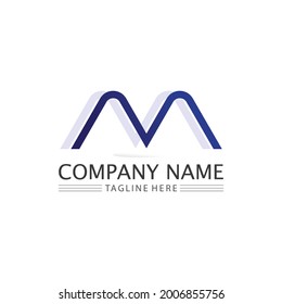 Identificación del logotipo de la letra M y diseño del logotipo de la ilustración del vector de la plantilla para empresas 