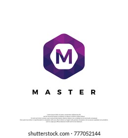 M Letter Logo Illustration Template. With Hexagonal shape. Polygonal style.