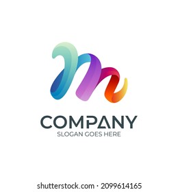 M letter logo, initial name logo with colorful style